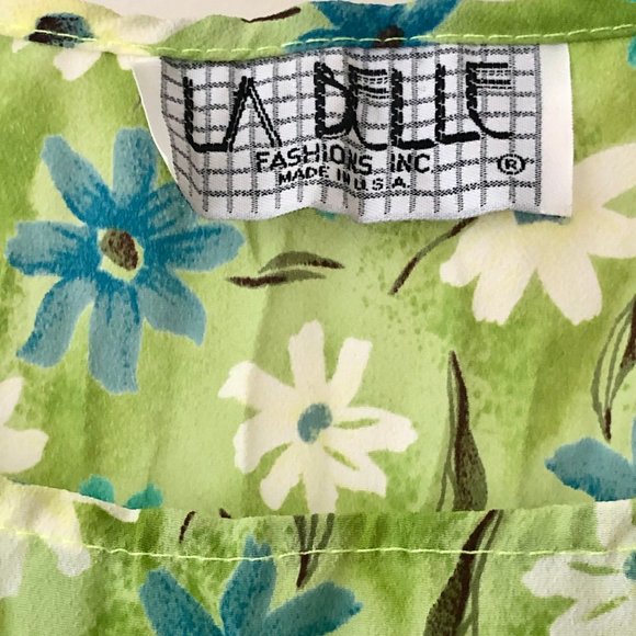 Vintage 90s La Belle Green Floral Dress - Picture 5 of 5